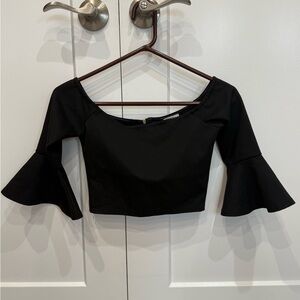 Tobi Black Bell Sleeve Crop Top